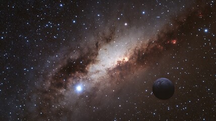 Wall Mural - awe inspiring view of extraterrestrial life possibilities with exoplanets orbiting a distant star am