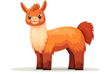 Poster - Cute cartoon llama character design with a happy expression set against a transparent background for creative projects, illustrations, and educational materials