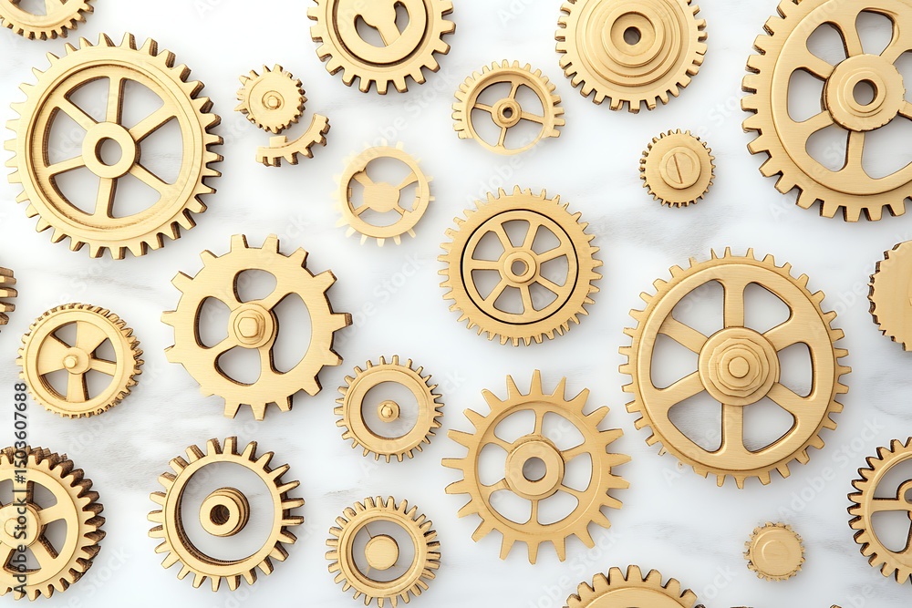 Intricate Wooden Gears A Detailed Mechanical Layout of Interlocking ...