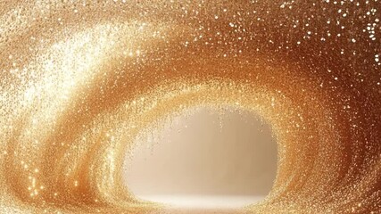 Poster - Golden Glitter Swirls: Witness the mesmerizing dance of golden glitter, swirling in a captivating formation and evoking feelings of celebration and luxury. The scene is pure elegance.
