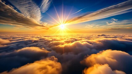 Wall Mural - golden sunrise over a sea of clouds a breathtaking aerial view