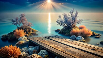 Wall Mural - serene coastal sunrise a tranquil escape to nature's beauty