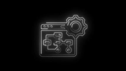 Neon web automation flowchart technology workflow concept web development process website settings