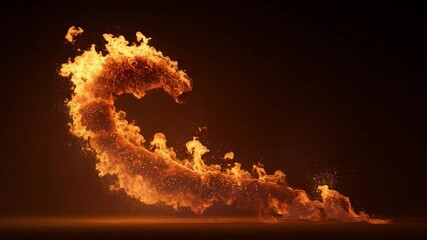 Wall Mural - dancing flames in dark space creating a unique abstract shape and movement with a fiery glow effect