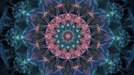 Wall Mural - mesmerizing abstract flower pattern with vibrant colors and ethereal effects in symmetrical design