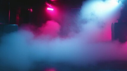 Wall Mural - colorful smoke and lights in dark room with neon glow for creative background and artistic atmospher