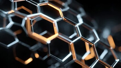 Wall Mural - abstract geometric shapes with illuminated hexagonal patterns creating a modern digital aesthetic ba