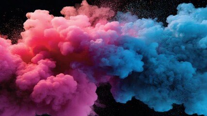 Wall Mural - colorful smoke swirls in shades of pink, blue, and purple on black background for creative design pr