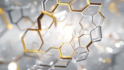 Wall Mural - abstract hexagonal pattern with light reflections and glowing elements in modern futuristic design