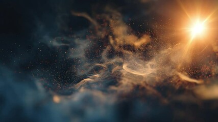 Wall Mural - ethereal cosmic background with shimmering particles and radiant light burst for creative projects