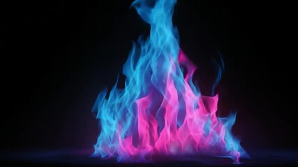 Wall Mural - vibrant blue and pink flames dancing against a dark background creating a mystical and energetic atm