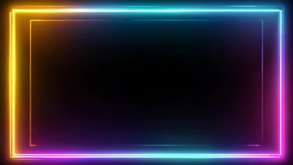 Wall Mural - vibrant neon frames in a futuristic design with glowing colors on a dark background