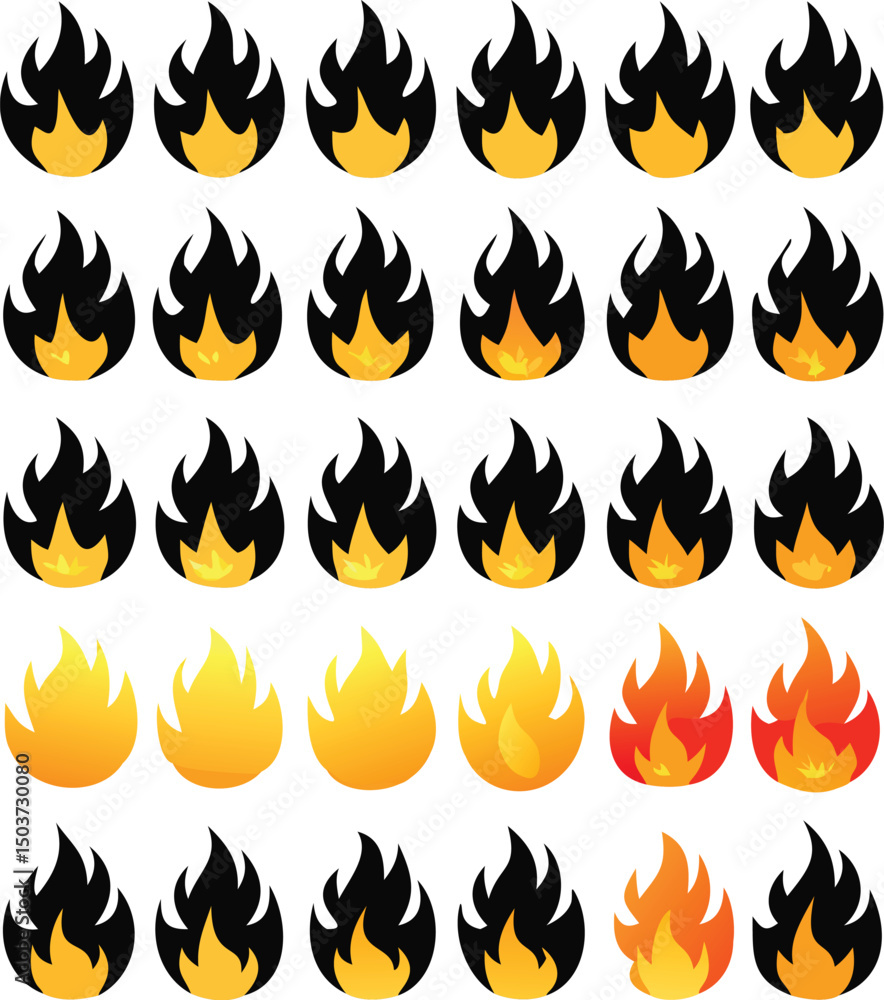 Progression of Fire Intensity in a Grid Pattern Representing Stages ...