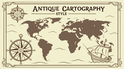  vintage map and compass