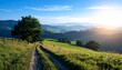 © Stefan Schurr - Rural landscape in late summer. Rural landscape with a path, trees and meadows on hills