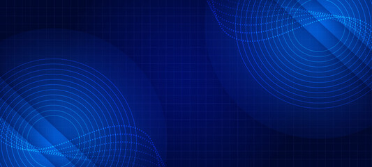 Wall Mural - blue technology lights circle line background. futuristic technology circle lines background
