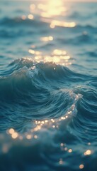 Leinwandbilder - Serene sea waves glistening with sunlight, creating a mesmerizing display of water movement and reflections