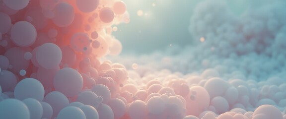 Fototapete - Pastel Spheres Cluster: Dreamy Abstract Background with Soft Light and Floating Bubbles for Design and Creative Projects