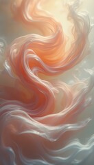 Fototapete - Ethereal Abstract Swirls of Peach and White Silk - Dreamy, Soft, Delicate Texture for Artistic Backgrounds