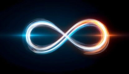Wall Mural - an abstract representation of the infinity symbol, showcasing dynamic light effects in blue and oran