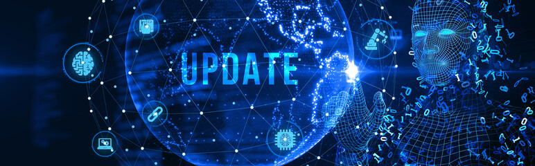 Business, Technology, Internet and network concept. Update software computer program upgrade. 3d illustration