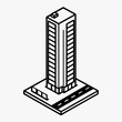 © Lexi - Isometric skyscraper design with road and pedestrian walkway