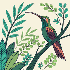 sword-billed hummingbird vector illustration: a detailed, scalable artwork of the unique bird with a
