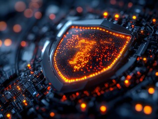 Poster - Digital Shield Graphic with Glowing Elements and Circuit Design
