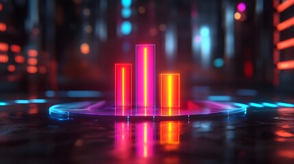 Poster - Modern Neon Bar Graph on a Futuristic Backlit Surface