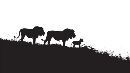 Wall Mural - Lions silhouette isolated in White background 