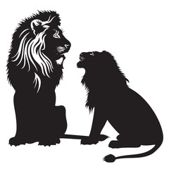Wall Mural - Lions silhouette isolated in White background 