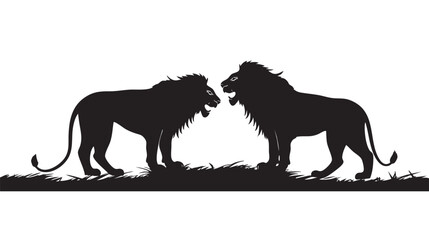 Wall Mural - Lions silhouette isolated in White background 