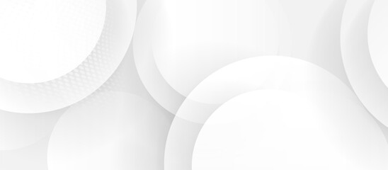Fototapete - White abstract circular background with overlapping geometric shapes