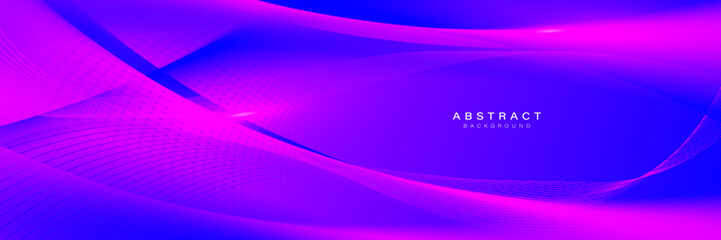 Fototapete - Vibrant pink and purple abstract background with curved wave lines