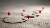 Business strategy icon concept featuring a map with route to illustrate strategic directions and planning for organizations