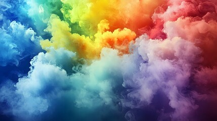 Wall Mural - Colorful Abstract Clouds in Rainbow Hues Creating a Dreamy Atmosphere for Digital Artwork