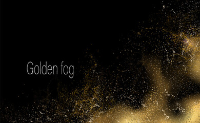 Wall Mural - Exquisite isolated golden wavy background with bright glitter.