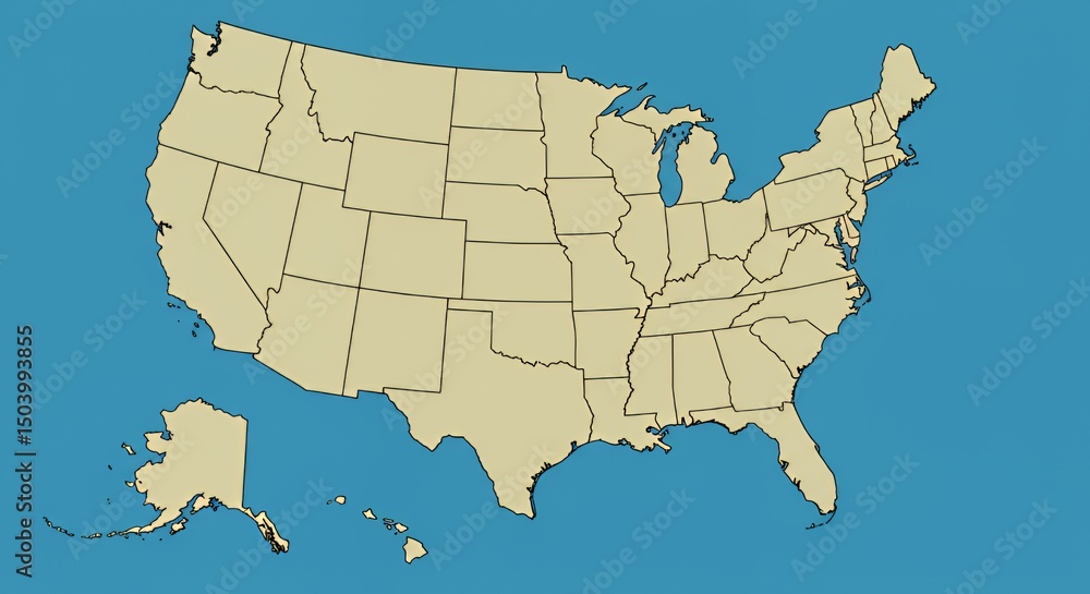 United States Map: A Simple Outline of the 50 States Stock Illustration ...