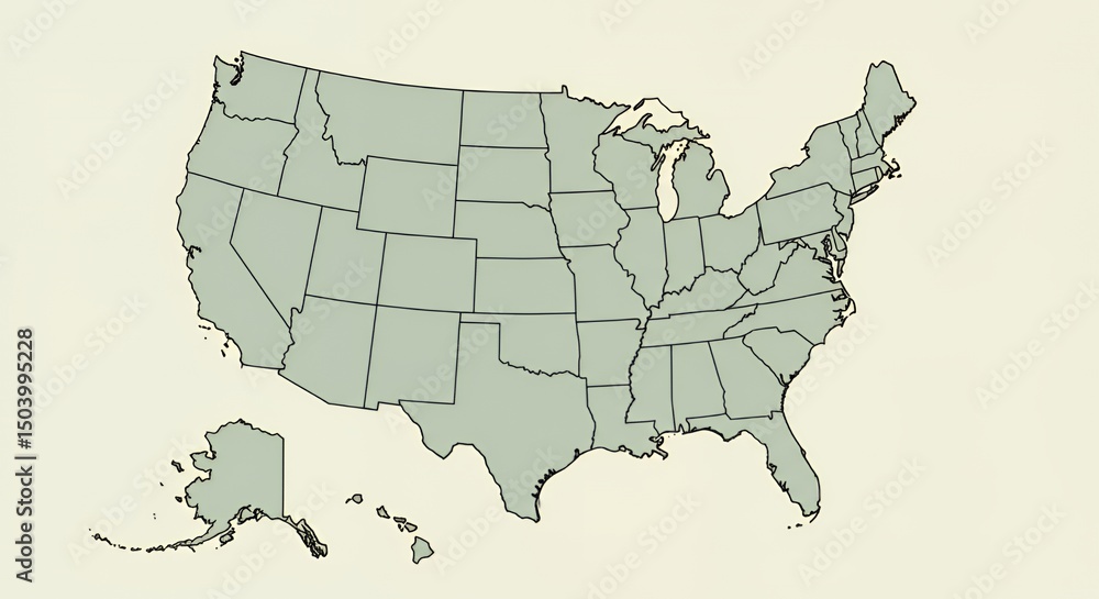 Simple State Map United States Map: A Simple Outline of States Stock Illustration ...