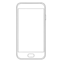 Smartphone mockup with outline offers a blank screen for mobile application display ready for usage