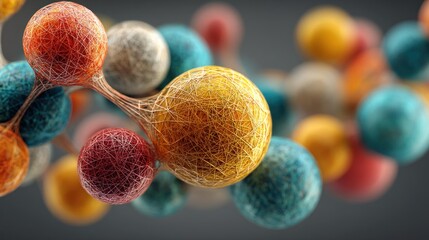 Abstract Network of Interconnected Colorful Spheres