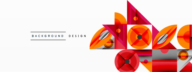Aufkleber - Abstract geometric shapes, orange, red, gray. Modern design elements create dynamic composition. Minimalist style, clean lines, flat vector illustration.