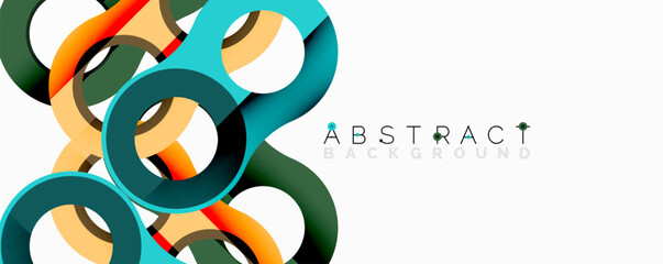 Poster - Modern abstract design. Interlocking colorful loops create dynamic visual texture. Clean lines, simple shapes, bright palette.
