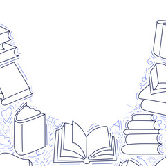 Wall Mural - Book line design Education backdrop Library border