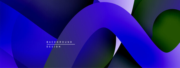 Fototapete - Abstract fluid shapes, vibrant gradients. Blue, purple, green hues create modern design. Smooth curves overlap, dynamic composition.