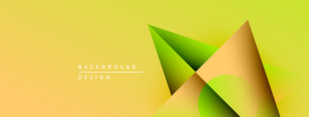 Fototapete - Abstract geometric shapes overlap, creating vibrant yellow, green gradients. Minimalist design suggests modern background texture.