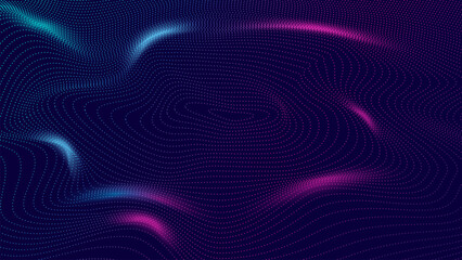 Fototapete - Abstract futuristic moving dots particles technology background. Cyber big data flow particles. Concept of Artificial Intelligence. Big Data and deep learning. Vector illustration.