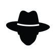 © FEROHORA - Silhouette of a Person Wearing a Fedora Hat, Mysterious Figure Icon Design