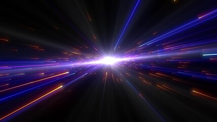 Wall Mural - bright radial light beams. abstract background in blue neon glow color. light burst in universe. spa