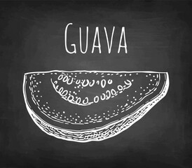Wall Mural - sliced guava chalk sketch.